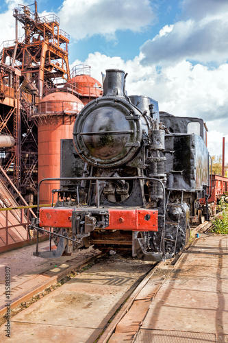 Old shunting locomotive on Mining and metallurgical plant