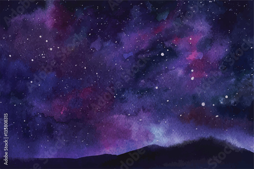 Watercolor vector background Space, stars, constellation, nebula