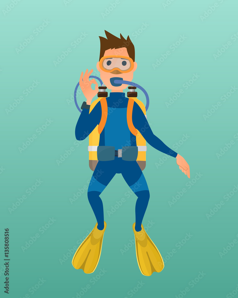 Scuba diver with diving mask vector illustration. Scuba diver with diving mask vector illustration.