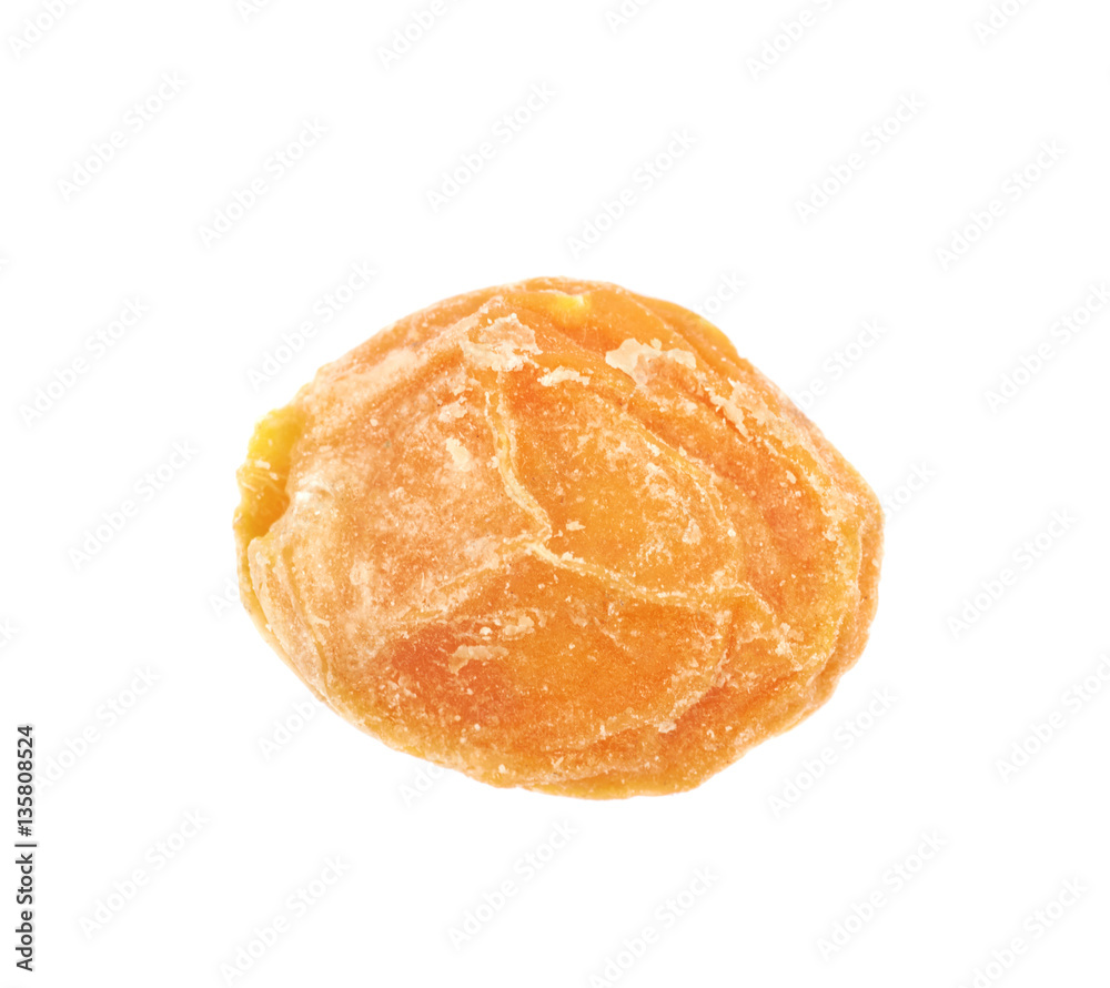 Single dried apricot isolated Single dried apricot isolated