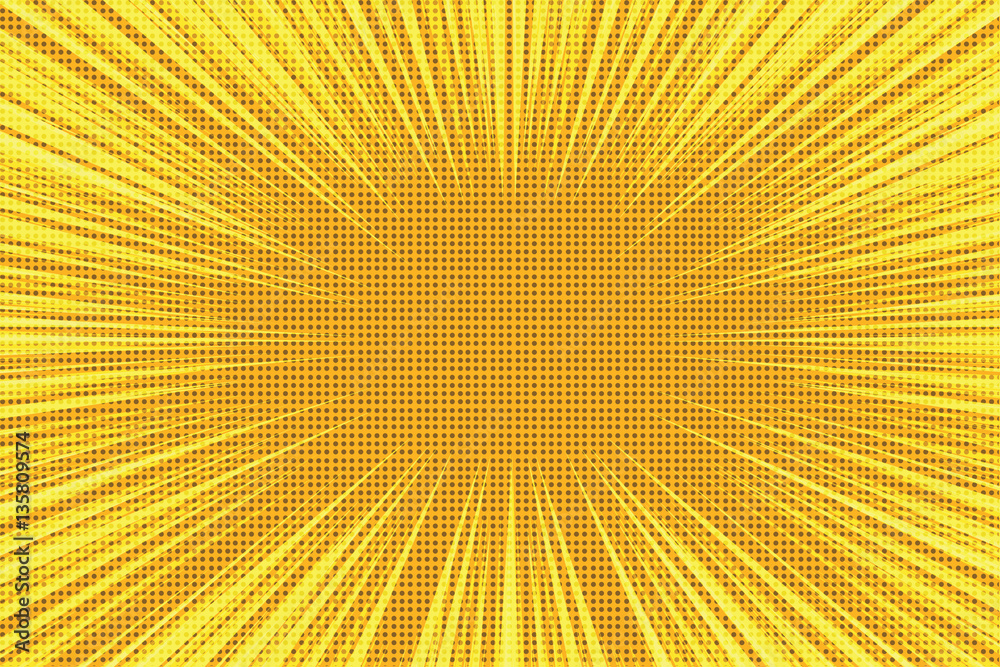 Fototapeta premium Yellow orange rays pop art retro vintage background