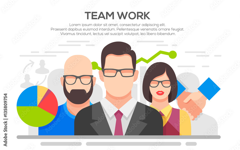 Team work concept flat illustration.