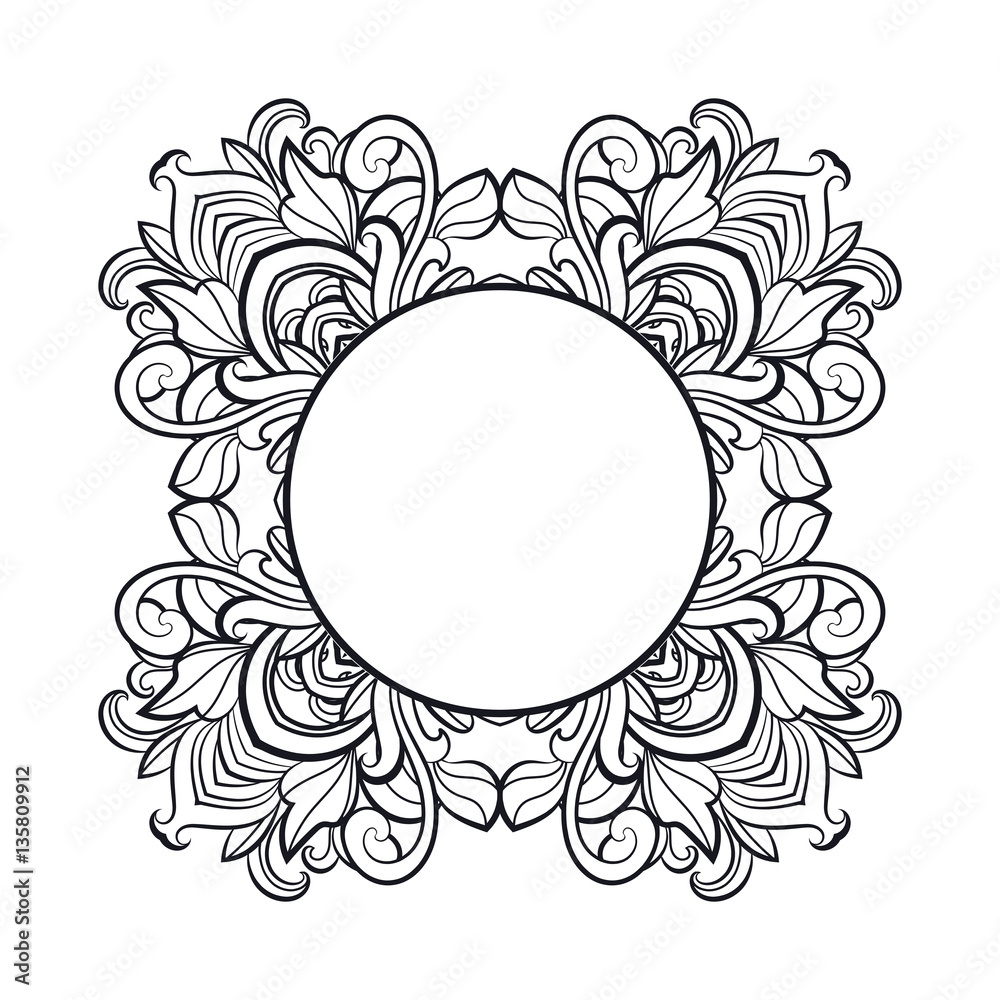 Floral frames. Decorative vector design elements. Black and white monochrome background.
Floral frames. Decorative vector design elements. Black and white monochrome background.