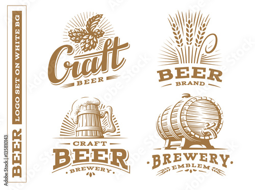 Set beer logo - vector illustration, emblem brewery, design on white background