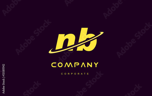 nb small alphabet yellow letter logo vector icon design