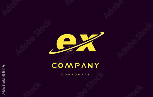 ex small alphabet yellow letter logo vector icon design