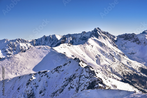 Winter view of high tatra mountain and Swinica peak