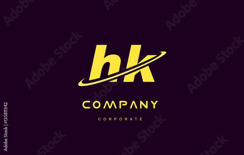 hk small alphabet yellow letter logo vector icon design