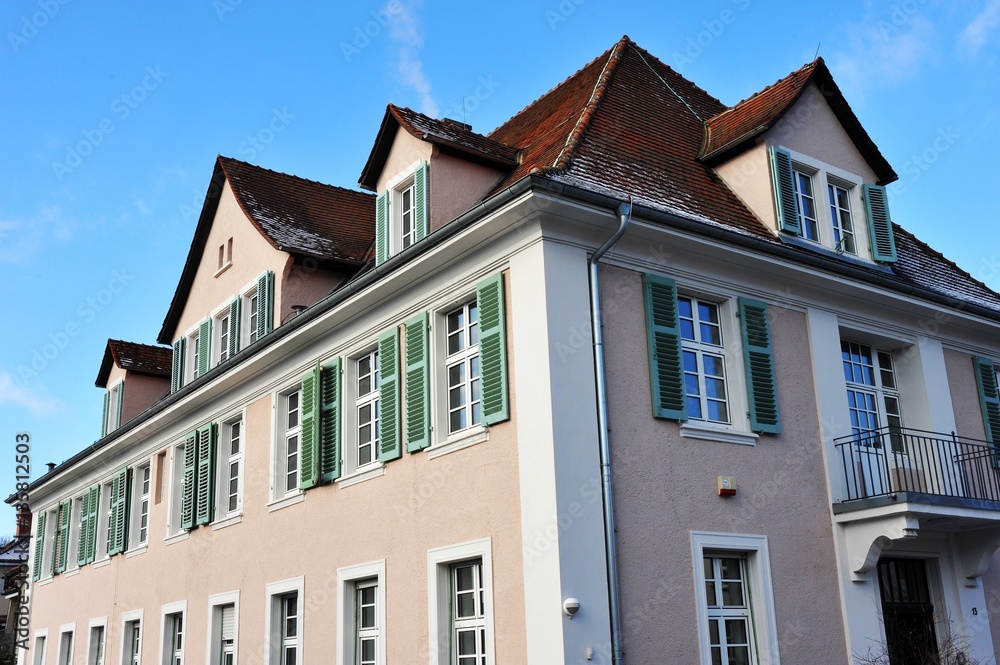 Renovated House-Front with Dormer Windows (Gauben) at tiled Roof (Ziegeldach) Renovated House-Front with Dormer Windows (Gauben) at tiled Roof (Ziegeldach)
