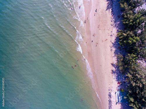 Top view of clear water on beach