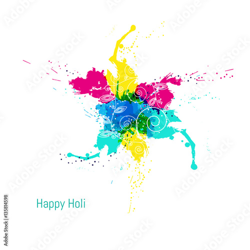 Abstract colorful Happy Holi background. Design for Indian Festival of Colours.