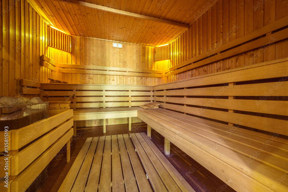 traditional Finnish sauna interior