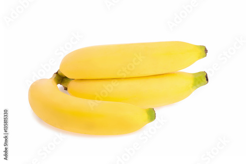 Yellow bananas on the white background.