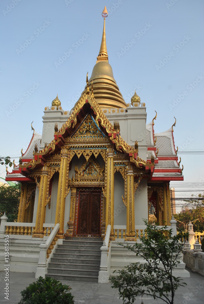 Beauty pagoda Wat Samien Nari Buddhist temple in Bangkok Thailand