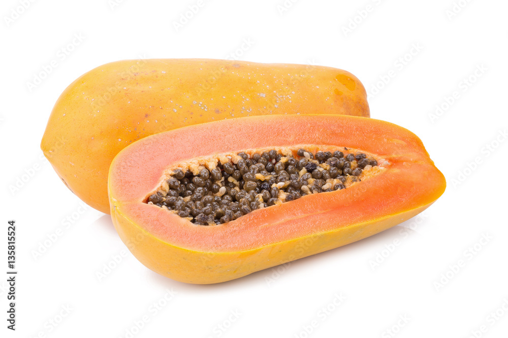 sweet papaya on white background. sweet papaya on white background.