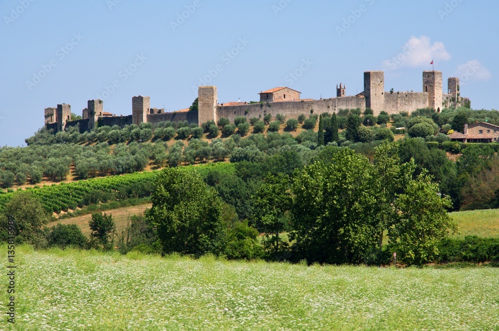 Historic town and fotress Monteriggioni in the Tuscany, Italy