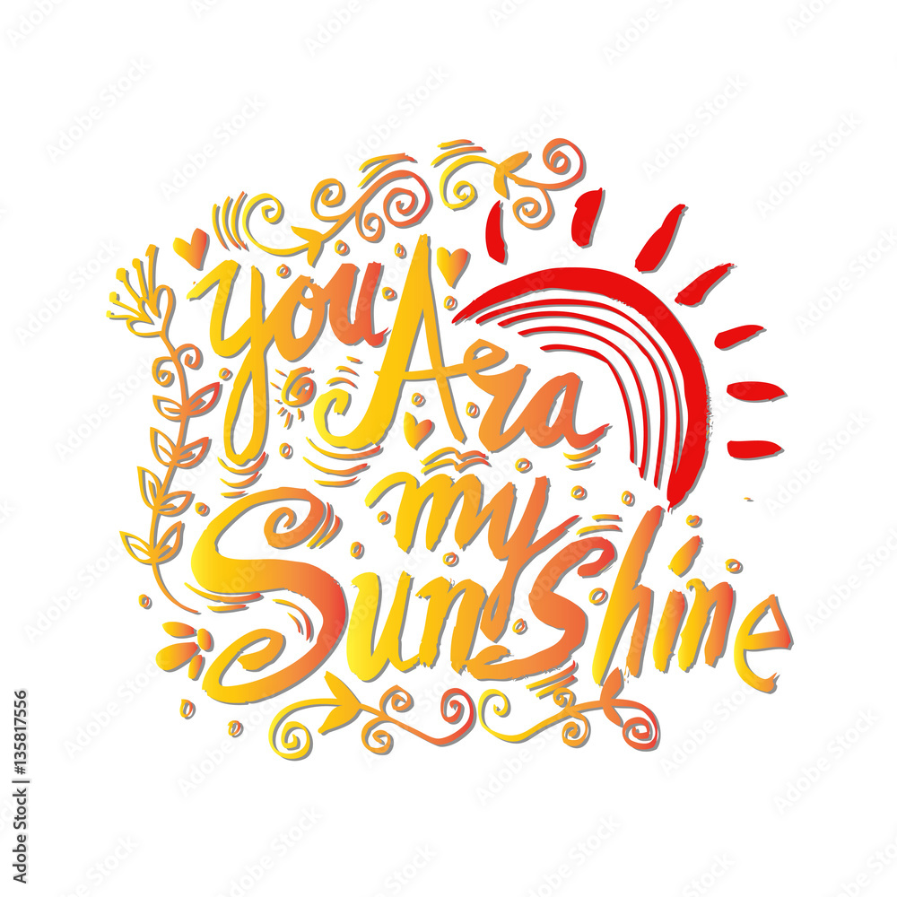 Fototapeta premium You are my sunshine. Romantic quote.