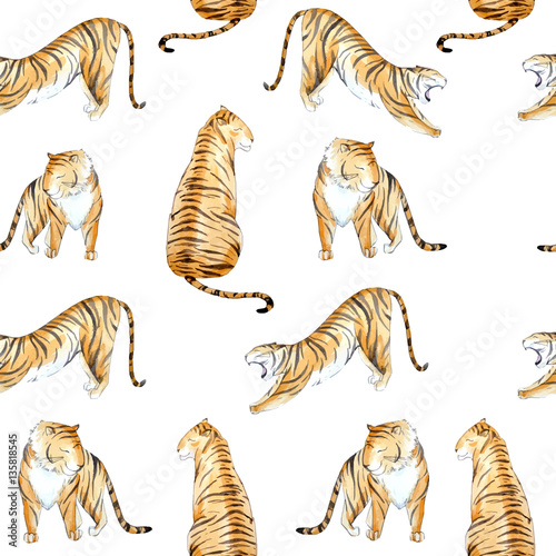 Watercolor vector tropical pattern
