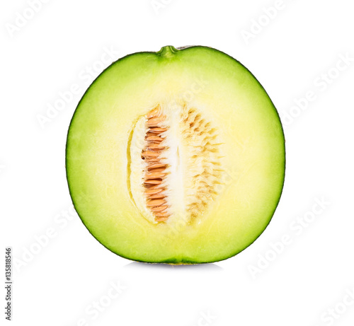Wallpaper Mural A half of green cantaloupe melon isolated on white background. Torontodigital.ca