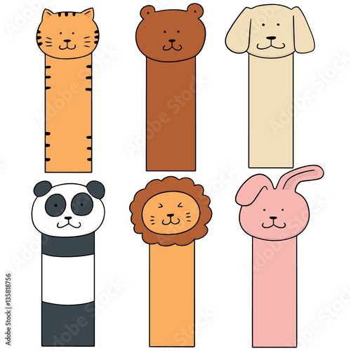 vector set of animal bookmark
