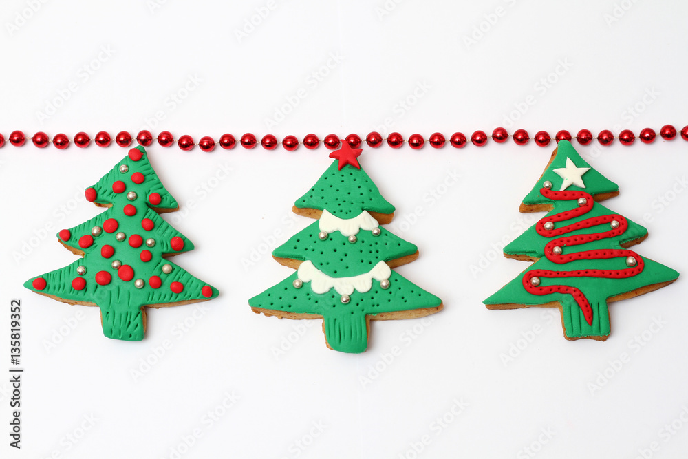 variation of christmas cookies isolated on white background