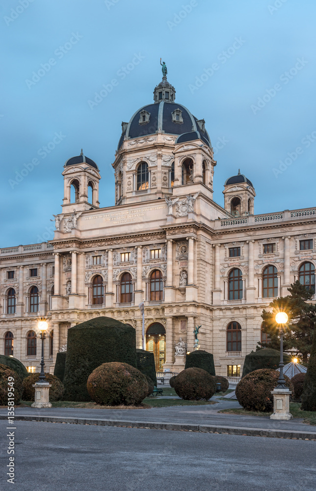 Naturhistorisches Museum (Natural History Museum) in Vienna, Austria in the blue hour