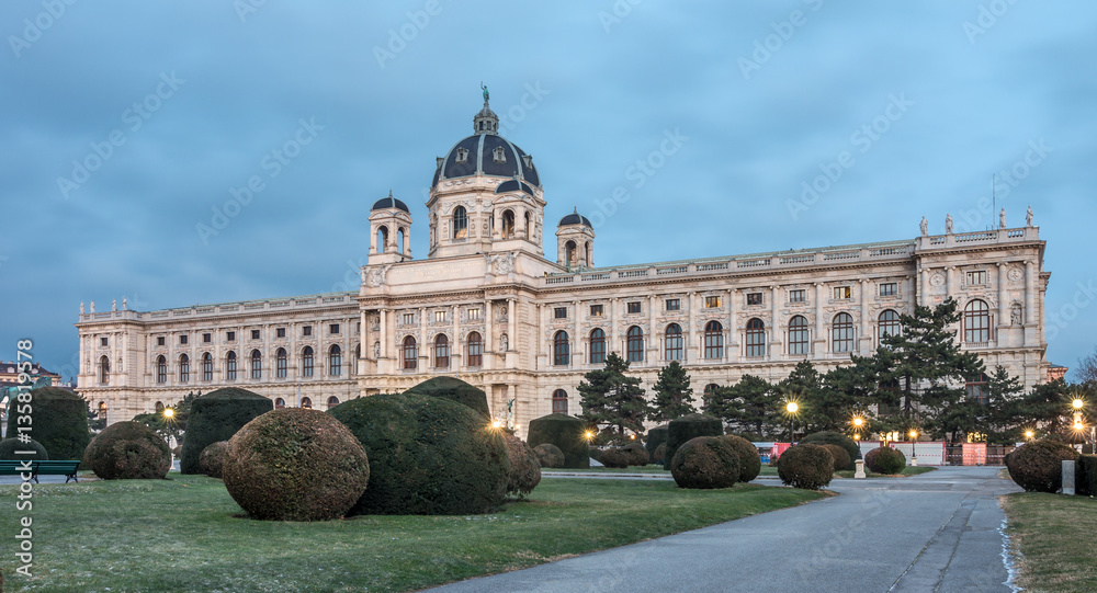 Naturhistorisches Museum (Natural History Museum) in Vienna, Austria in the blue hour