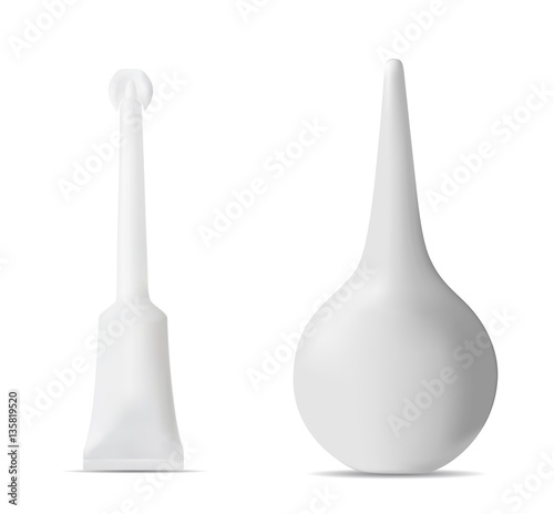 Plastic and rubber enema. Packaging for cosmetics and medicine