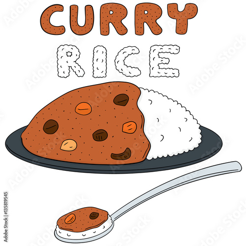 vector set of curry rice