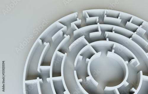 Fototapeta Naklejka Na Ścianę i Meble -  Maze close-up. 3D Illustration