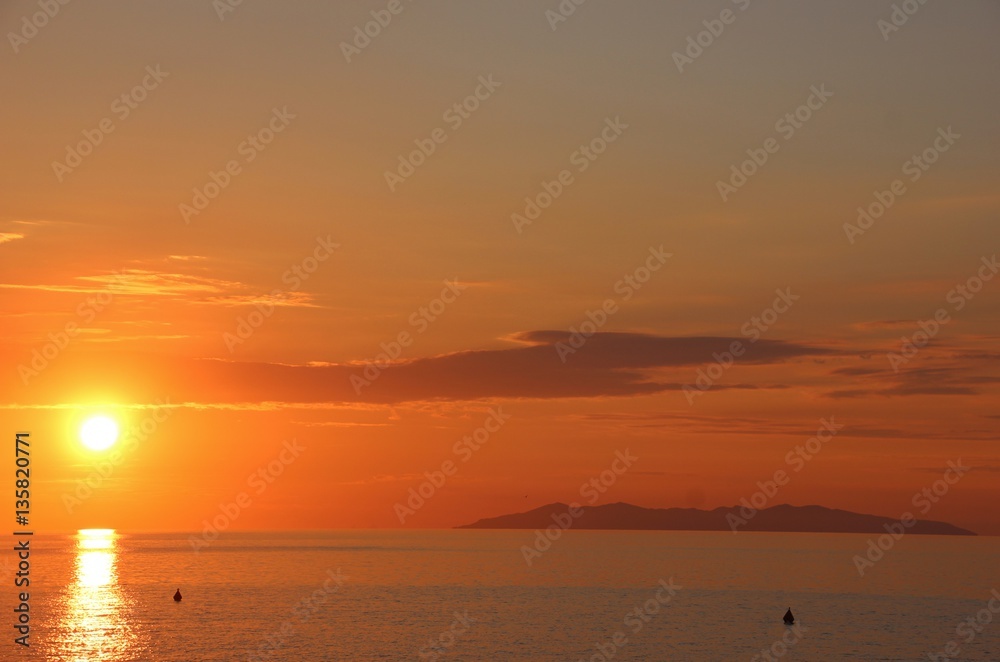 Sunset on Capraia Island, Italy