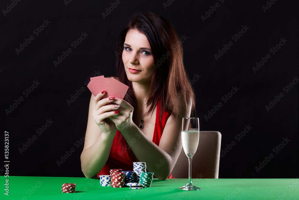 Very beautiful woman playing texas hold'em poker Very beautiful woman playing texas hold'em poker