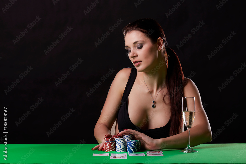 Very beautiful woman playing texas hold'em poker Very beautiful woman playing texas hold'em poker