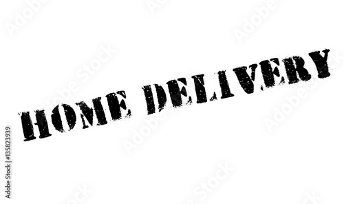 Home Delivery rubber stamp. Grunge design with dust scratches. Effects can be easily removed for a clean, crisp look. Color is easily changed.