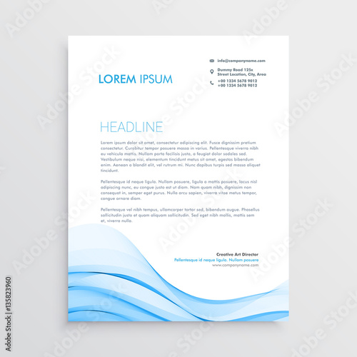 blue letterhead design in wave style