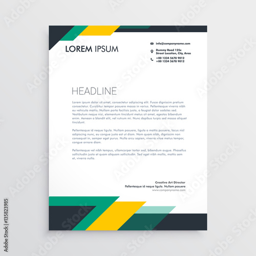 modern letterhead design template with geometric shapes