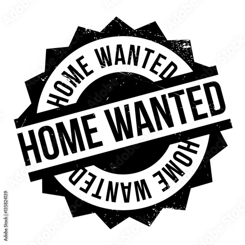 Home Wanted rubber stamp. Grunge design with dust scratches. Effects can be easily removed for a clean, crisp look. Color is easily changed.