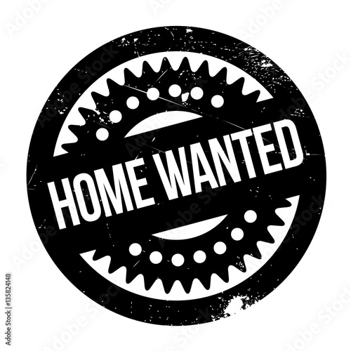 Home Wanted rubber stamp. Grunge design with dust scratches. Effects can be easily removed for a clean, crisp look. Color is easily changed.