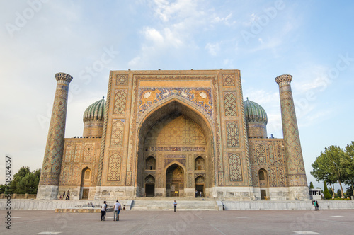 Sher-Dor Madrasah on Registan square in Samarkand, Uzbekistan