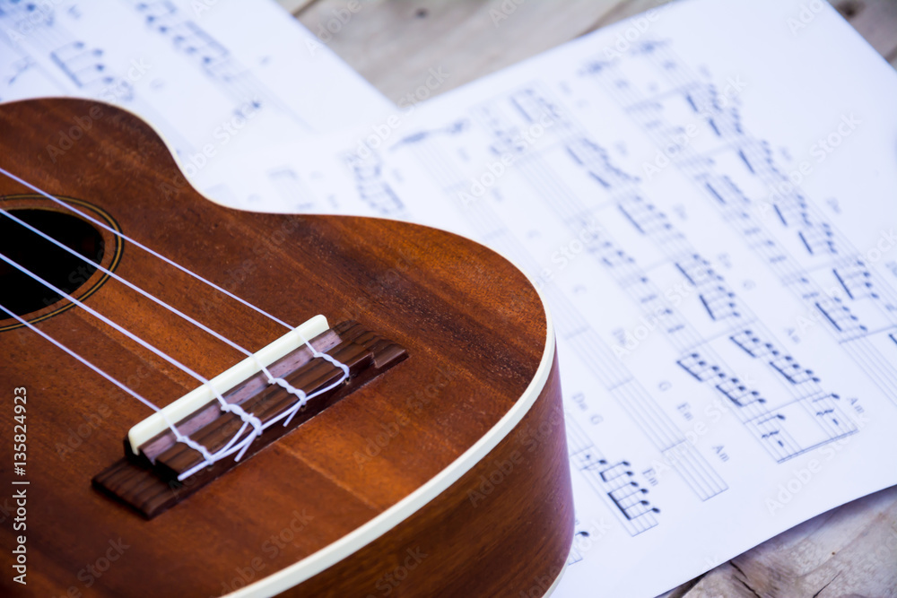 Naklejka premium Guitar close up on audio note