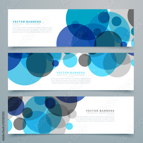 blue circles vector banners and headers set