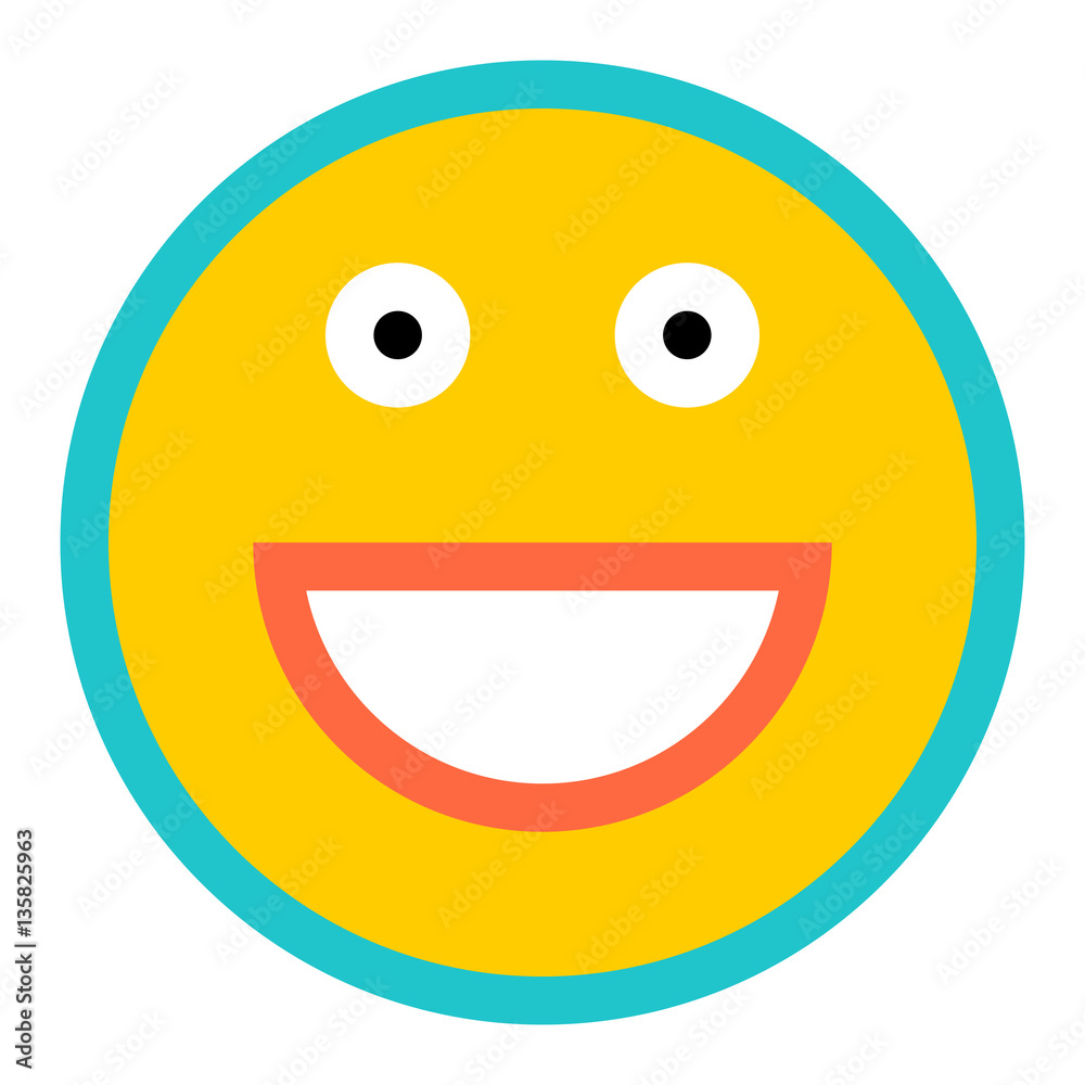 Happy Smiley Smiling Face Flat Style Happy Smiley Smiling Face Flat Style