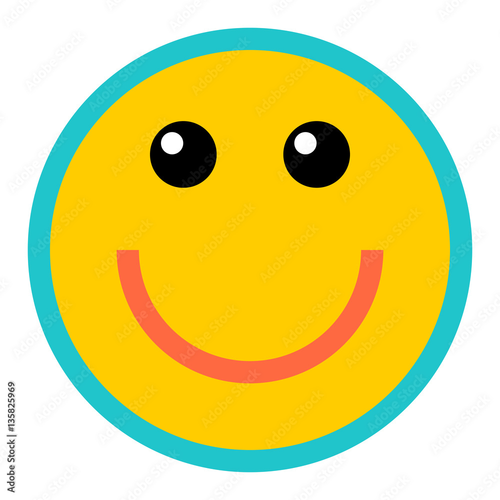 Fototapeta premium Happy Smiley Smiling Face Flat Style