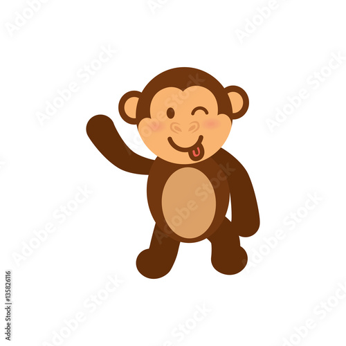 Cute monkey cartoon icon vector  illustration  graphic design