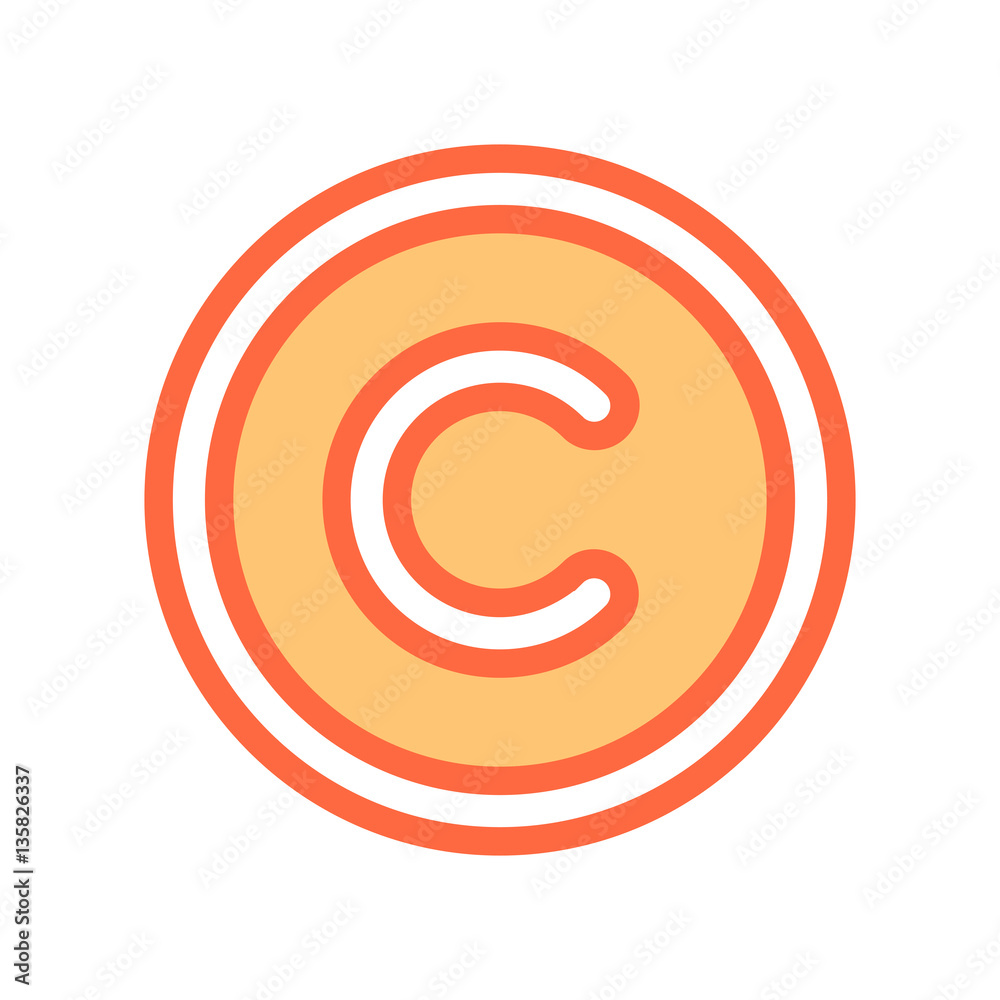 Flat Copyright Symbol Sign Icon