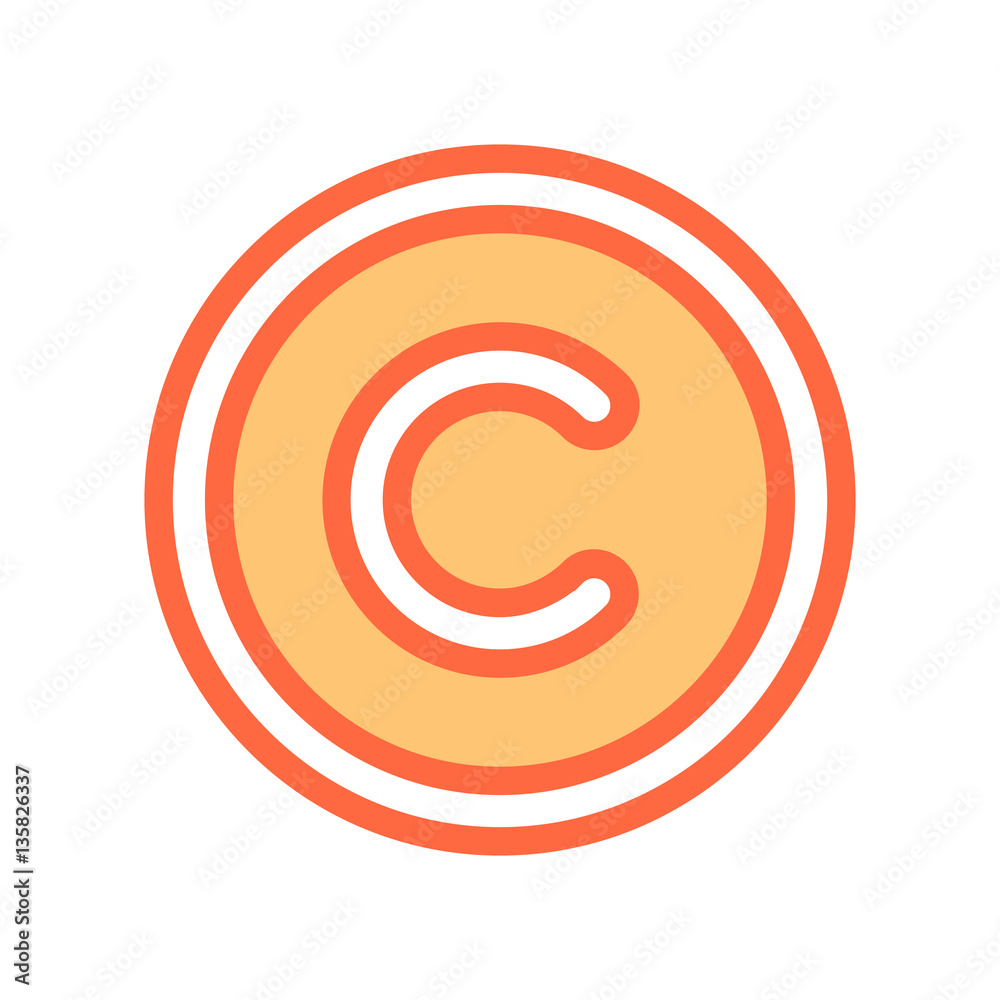 Flat Copyright Symbol Sign Icon Flat Copyright Symbol Sign Icon