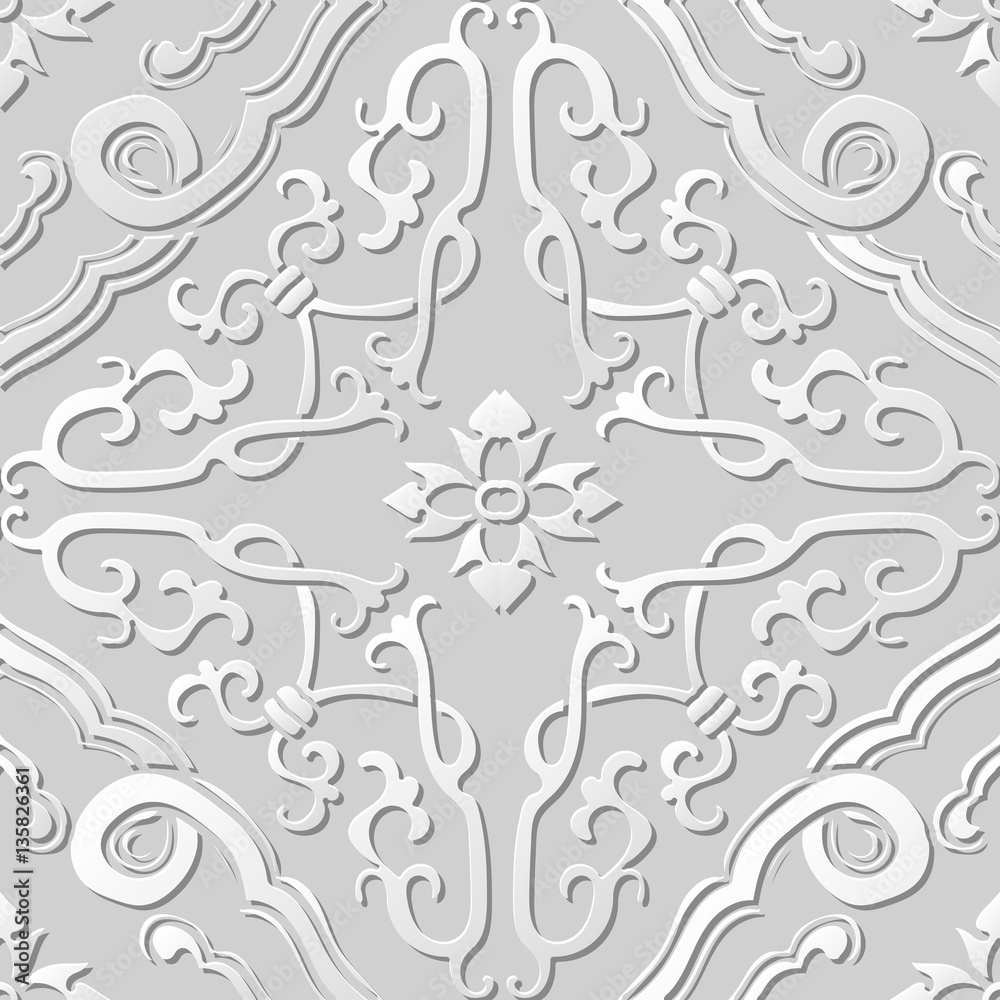 3D paper art pattern spiral cross frame flower