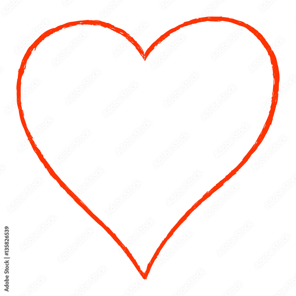 Red Heart Line Drawing Contour Red Heart Line Drawing Contour
