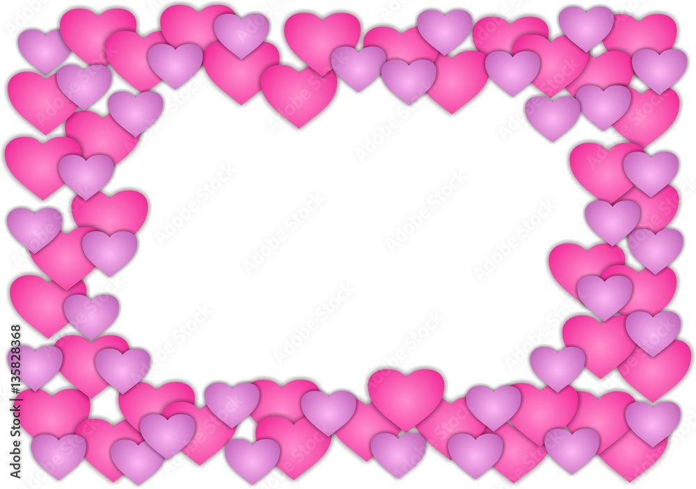 Bright and colorful frame with hearts