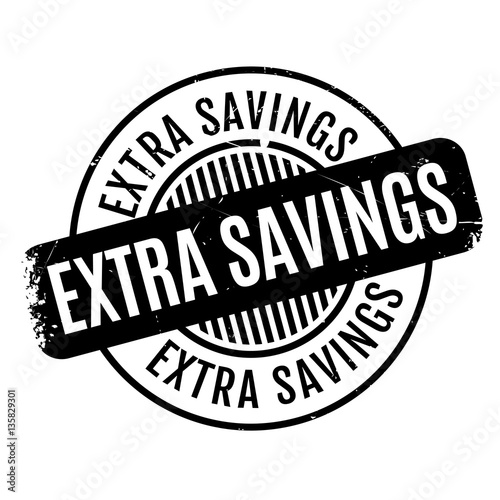 Extra Savings rubber stamp. Grunge design with dust scratches. Effects can be easily removed for a clean, crisp look. Color is easily changed.